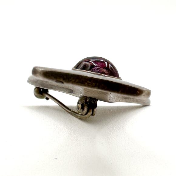 Sigi Pineda Taxco Abstract Fish Brooch Modern Sterling Silver Amethyst Vintage - Picture 11 of 13